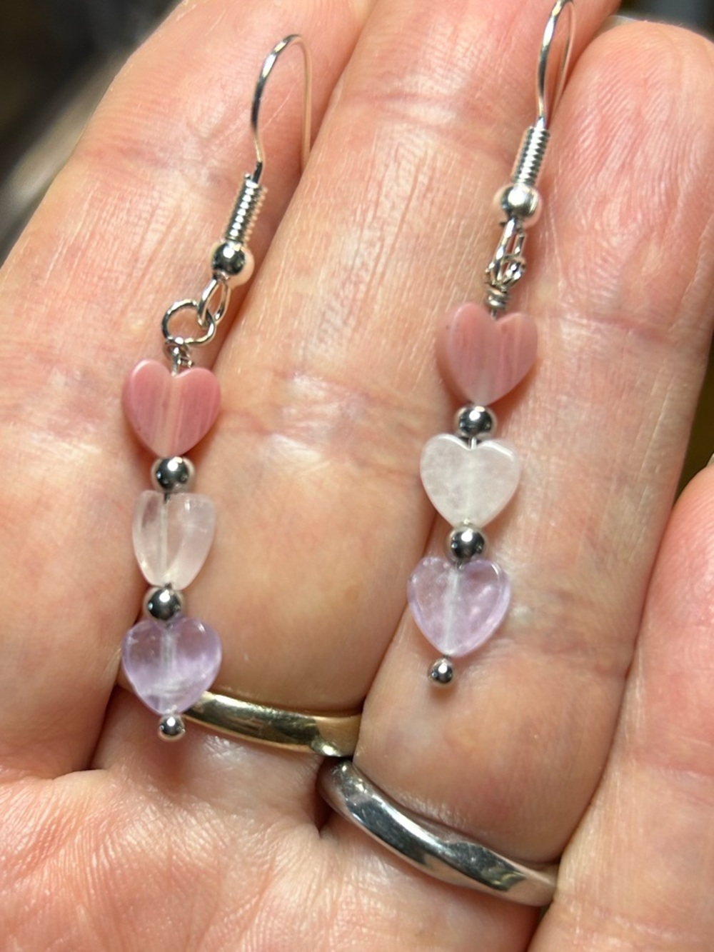 3/$25 Heart Gemstone Drop Earrings - Picture 1 of 7